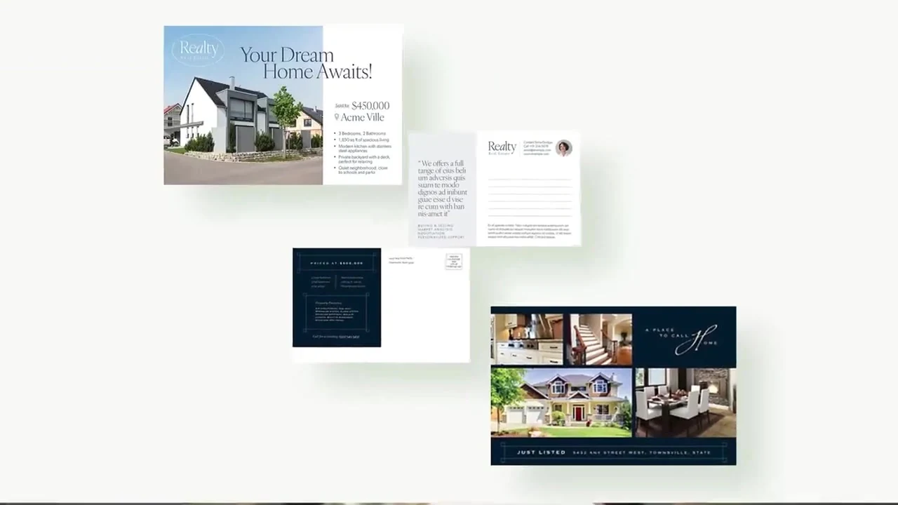 Collection of Farmrix real estate postcard designs